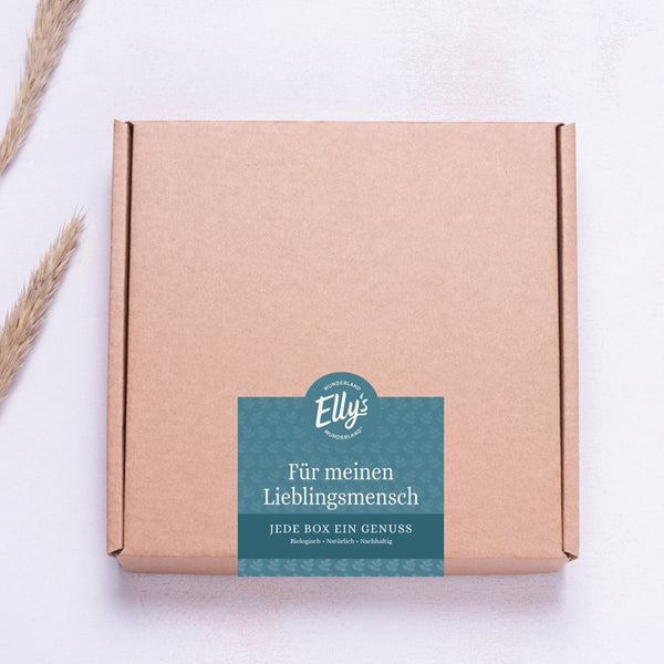 Lieblingsmensch Geschenkbox, Vatertag, 3er Set Bio-Snacks & Bio-Backmischung Elly's WUNDERLAND